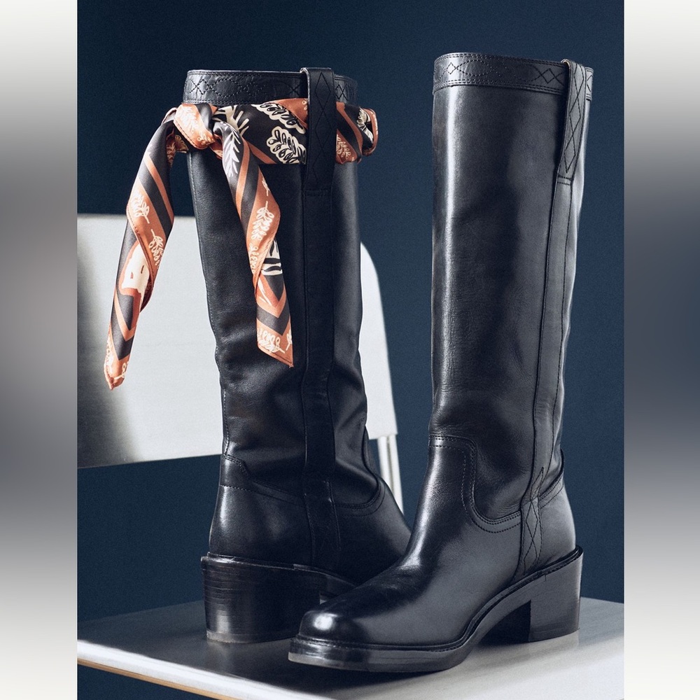 Anthropologie Scarves PAIR Botanical Palms Black Purple Copper 27” SQUARE NEW - Picture 5 of 5